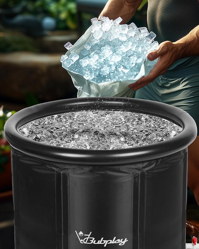 Ice Bath Cold Plunge Tub with Cover for Indoor Outdoor for Recovery, Cold Water Therapy, Athletes & Adults -105 Gallons, Black, XL