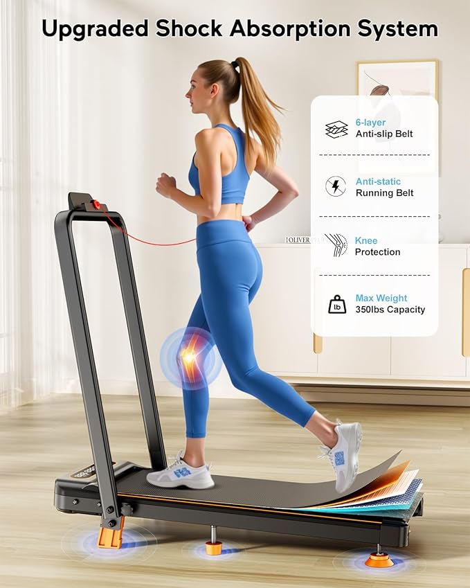 2025 Upgrade Walking Pad Treadmill with 8% Incline & Handle Bar, 3.5HP Portable Treadmill for Home Small, Under Desk Compact Walking Pad 300+lb Capacity, Shock Absorption, 0.6-6mph, Remote, Smart App