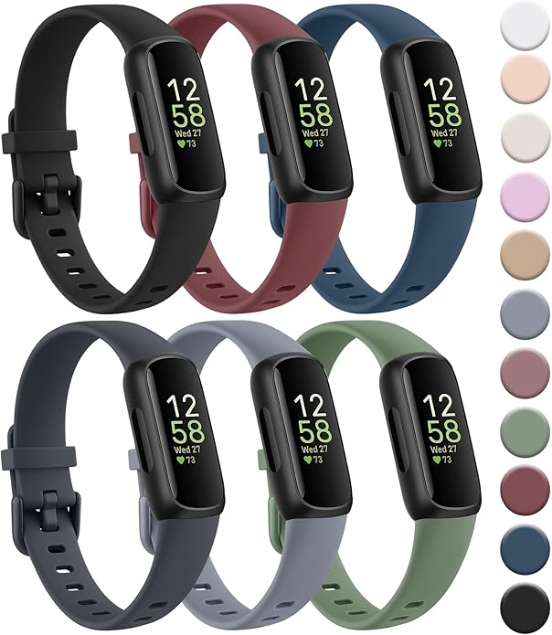 6-Pack Bands for Fitbit Inspire 3 Bands for Women Men, Soft Silicone Adjustable Wristband Replacement Straps Compatible with Fitbit Inspire 3 Fitness Tracker