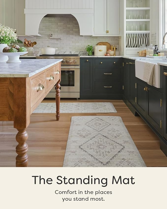 House of Noa Nama Standing Mat – Anti-Fatigue Cushioned Kitchen Mats for Floor | Ergonomic Bounce-Back Foam Kitchen Mats | Anti-Fatigue Mats for Kitchen & Standing | Ula Calico | 30" x 72"
