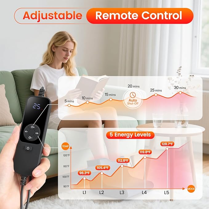 LIGHTIUM Red Light Therapy for Feet – 630 LED Chips, Dual Wavelength (660nm+850nm) Infrared Red Light Therapy for Foot & Ankle Pain Relief, Full Coverage Neuropathy Support, Adjustable Modes & Timer