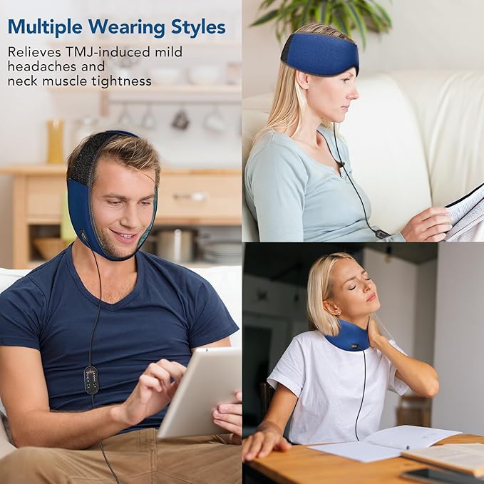 tmj Heating pad for jaw, tmj Relief Products jaw with 3 Heat and 4 Time Settings for TMD Chin Wisdom Teeth Issues, Oral and Facial Surgery (Deep Blue)