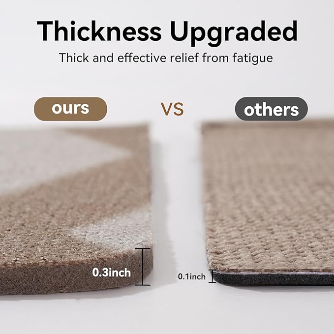 Kitchen Rugs Non Slip Washable Kitchen Mats for Floor, Super Absorbent Oil and Water Linen-Look Woven Runner Rug, Kitchen Sink Mat Standing Mat, Brown 17"x47"
