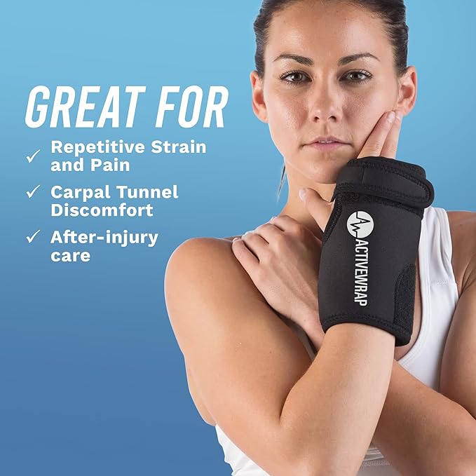 ActiveWrap Wrist Ice Pack Wrap – PT-Designed Gel Ice Packs for Hand & Wrist Pain, Adjustable Compression & Reusable Support, Cold Wrap for Carpal Tunnel, Swelling, and Sprains