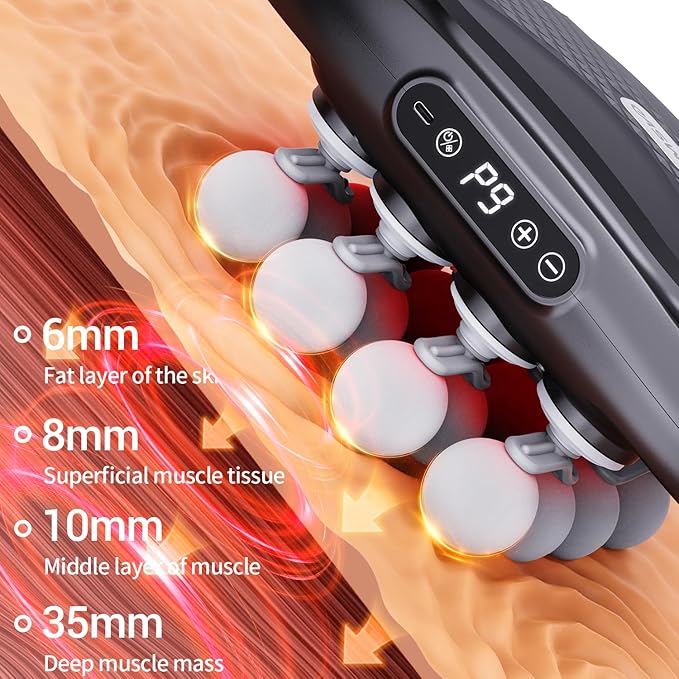 16-Head Massage Gun, Electric Deep Tissue Body Massager, Professional Muscle Massager Tool for Easing Shoulder, Back, Neck, Legs Tension, 9 Modes / 99 Speeds, Massage Gifts for Women, Men