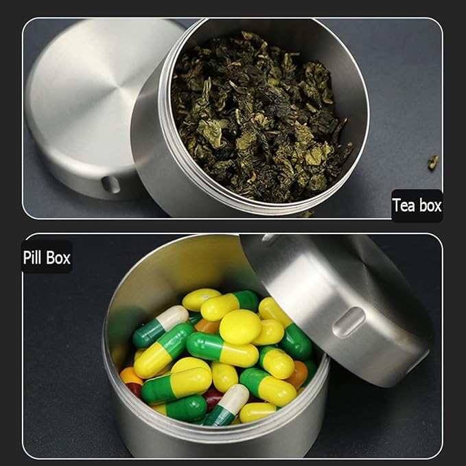 Titanium Pill Container Large, Portable Pill Case Waterproof Heat Resistant, Compact EDC Camping Pill Box, Emergency Pill Carrier, Travel Pill Holder Discreet Daily Medicine Caddy