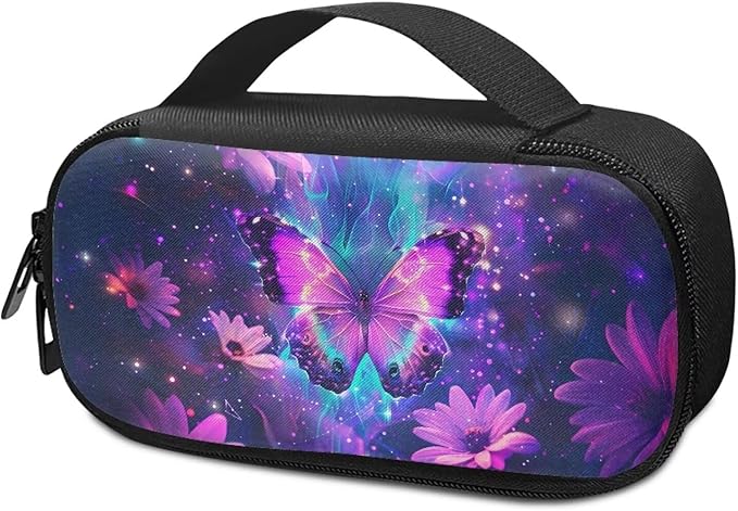 Purple Butterfly Flower Insulin Pen Cooler Travel Case Lightweight Glucose Meter and Diabetic Medication Cooler Storage Bag for Daily Life & Trip