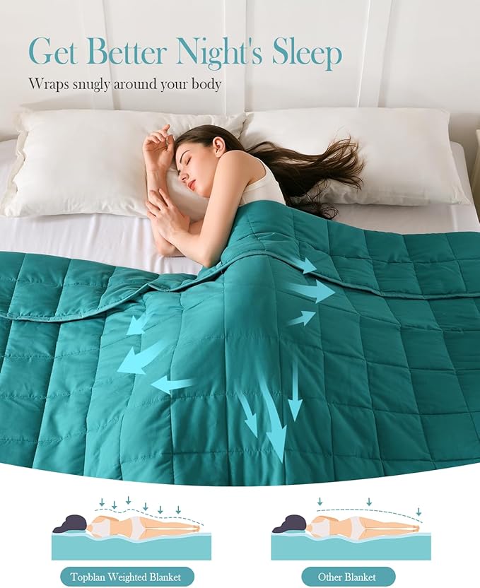 Topblan Weighted Blanket Queen Size 20lbs, Soft Cooling Weighted Blanket for Adults, Breathable Heavy Microfiber with Glass Beads Warm Blanket for Sofa Bed All Season, 60 x 80 inches, Green