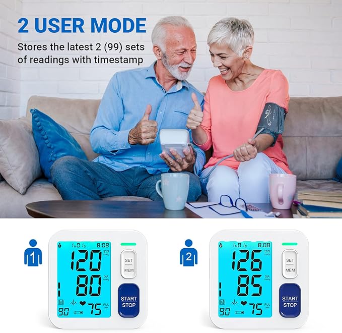 Blood Pressure Monitors for Home Use, 9-17'' & 13-21'' Extra Large Blood Pressure Cuff Upper Arm, Oversized Operation Button &Large Backlit LCD, Automatic BP Machine with USB Cable and 4 AAA Batteries