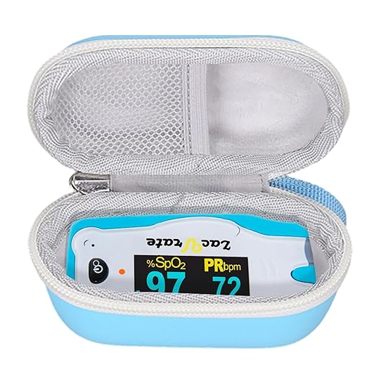 Fingertip Pulse Oximeter Case for Zacurate for HealthTree for Vibeat Children Digital Fingertip Pulse Oximeter Blood Oxygen Saturation Monitor (Blue-Case Only) (Black)