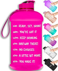 NatureWorks HydroMATE Half Gallon Water Bottle with Times to Drink BPA Free Leak Proof Reusable Jug with Handle 64 oz