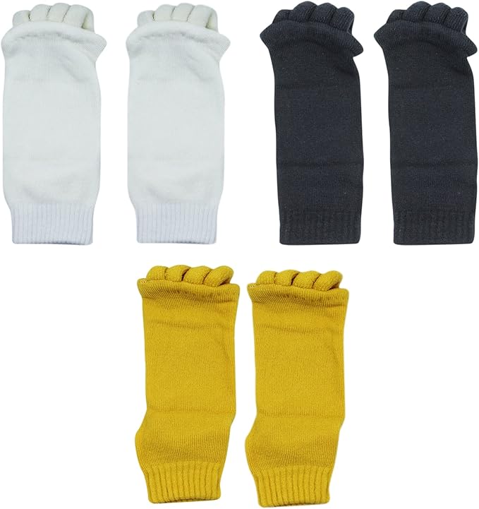 AIBEARTY 3 Pairs Yoga Sport Gym Five Toe Separator Socks Foot Massage Toeless Socks
