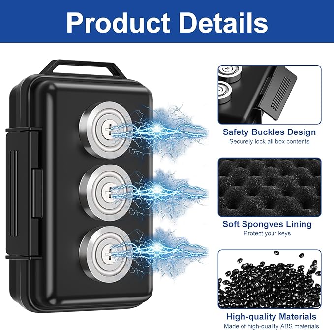 Yimaut Upgraded Magnetic Key Holder Under Car, Hide a Key Outside With Faraday Bag, Waterproof Magnetic Key Box for Under Car, Hide a Key Magnetic Car, Magnetic Storage Box