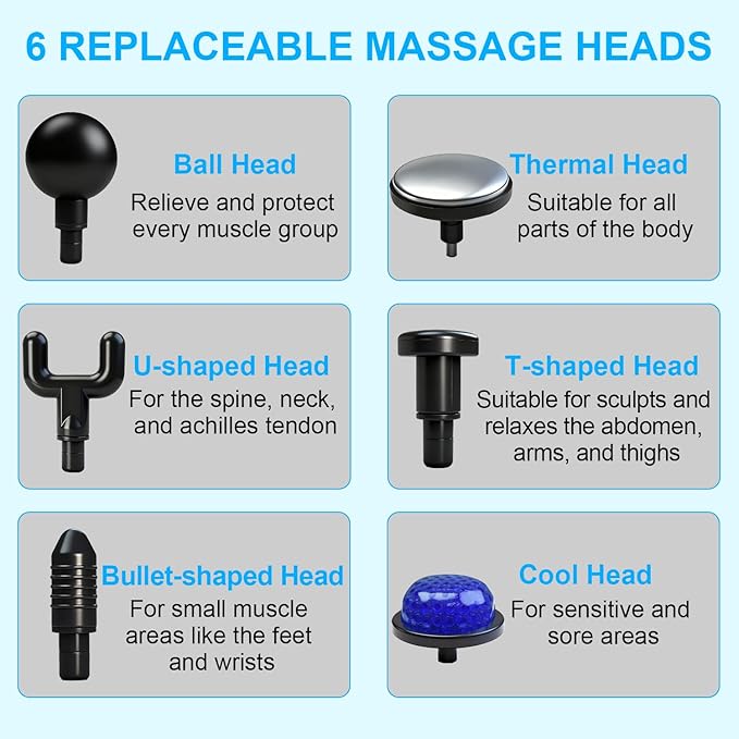 Massage Gun with Heat and Cold,Deep Tissue Back Massager Neck Massager for Pain Relief,Muscle Percussion Massage Gun,Handheld Message Gun with 6 Heads&Silent,Gifts for Men Women Dad
