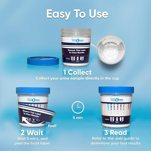 Prime Screen 12 Panel Drug Test Kit - Instant Urine Testing Marijuana(THC),AMP,BAR,BZO,COC,mAMP,MDMA,MOP/OPI 300 Cut-Off Level,MTD,OXY,PCP,TCA -TDOA-7125 [5 Pack]