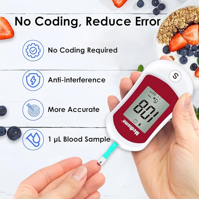 Blood Glucose Test Strips, for use with Medhome Diabetes Glucose Testing Meter,100 Count