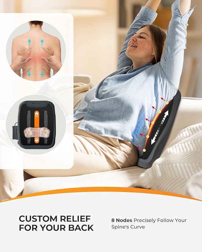 CooCoCo Lower Back Massager with Heat, 2026 Upgraded Back Massager for Pain Relief Deep Relief, 2X Larger Heating Area and Faster Heating, FSA Eligible, HSA Shiatsu Rooling Back Massage