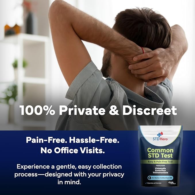 STD Hero At-Home Common STD Test Kit for Women and Men - Test for the Top Four STD's - Includes MGen - Private At-Home Collection - Simple, Discreet, Easy-to-Use with Fast Online Results