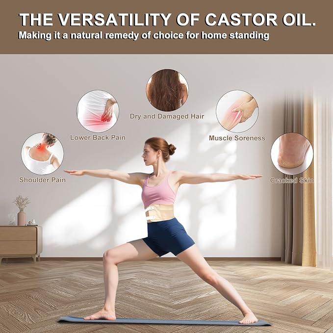 Castor Oil Pack Wraps - 4pc Organic Cotton Set for Liver Detox, Hormonal Balance & Cramp Relief | Leakproof & Reusable Compress Kit for Women & Men | Thyroid, Belly, Breast Use