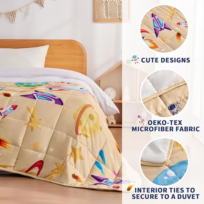 anfie Weighted Blanket Kids(36"x48" 3lbs) Weighted Blanket Cooling Blanket for Sleeping,Throw Size Breathable Blanket with Premium Glass Bead(Beige Aerospace)