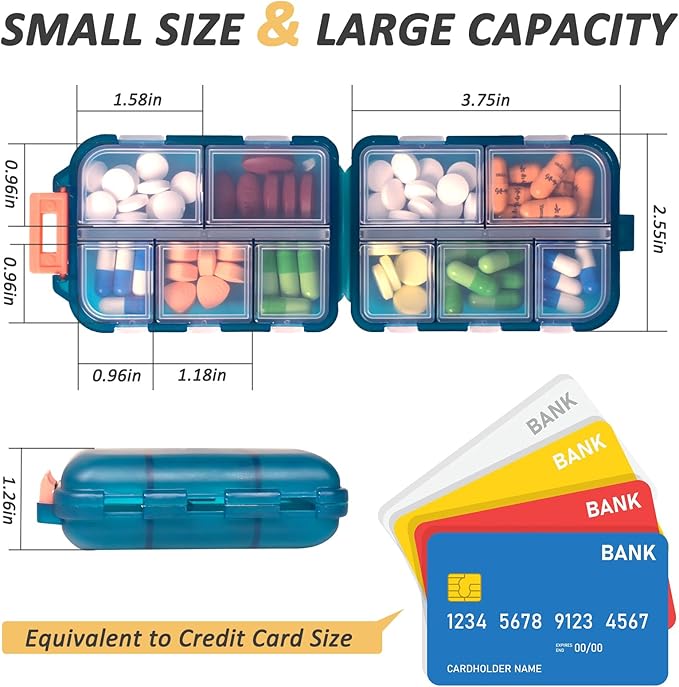 2 Pcs Pill Organizer with Medicine Labels, Portable Travel Medicine Daily Pill Container Organizer 7 Day Pill Case Storage Vitamin Fish Oil (White & Gray, 320 Medicine Lables)