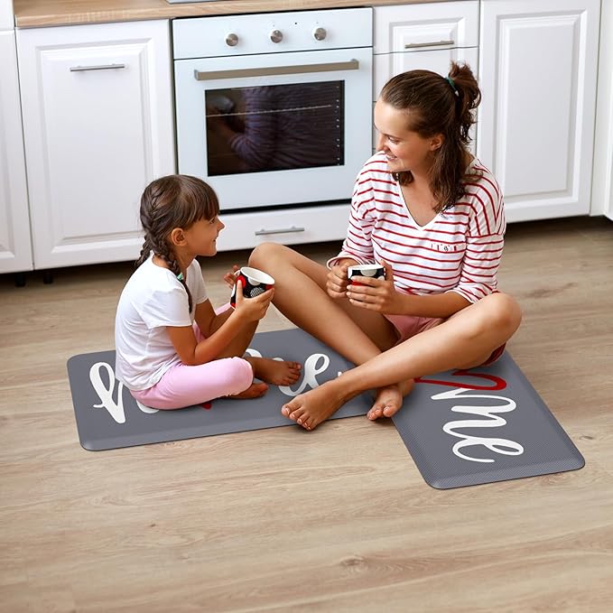 HappyTrends Kitchen Mat Cushioned Anti-Fatigue Rug Non-Slip Kitchen Rugs Stain Resistant Ergonomic Comfort Mat for Floor, Office, Sink, Laundry (17.3"x 28", Grey)