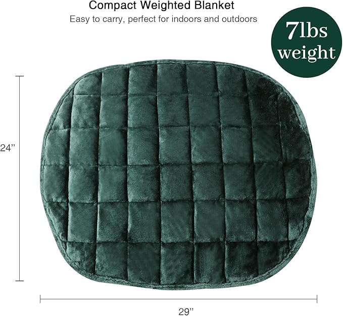 Alomidds Weighted Lap Blanket 7lbs, Cozy Breathable Flannel Weighted Lap Pad for Adults, Small Weighted Blanket for Travel, Couch, Green, 29" x 24"