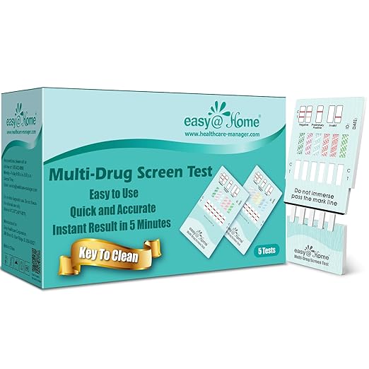 Easy@Home 12 Panel Instant Drug Test Kits - Testing Marijuana (THC),COC, OPI 2000, AMP,BAR,BZO,MDMA,MET/mAMP, MTD, OXY,PCP,PPX- EDOAP-1124-5 Pack FSA or HSA Eligible