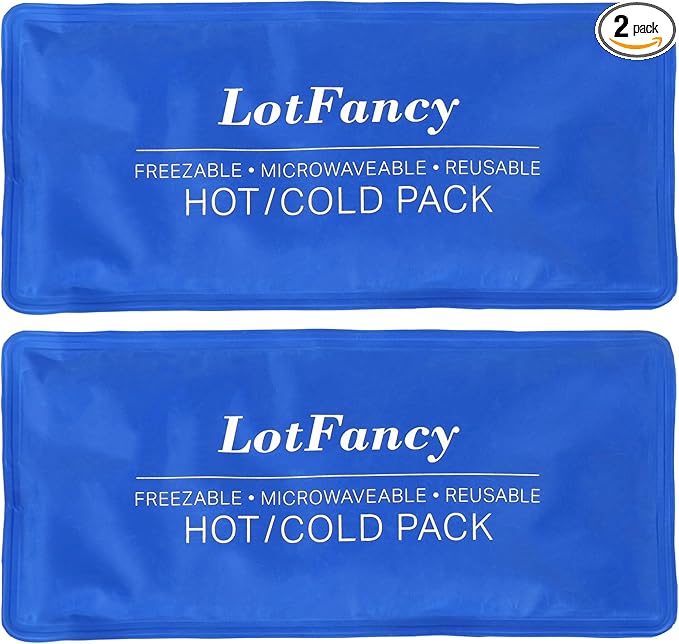 LotFancy Ice Pack for Injuries, Pack of 2, Reusable Hot Cold Pack for Therapy, Cooling or Heating Pad for First Aid, Back Shoulder Neck Head Feet Pain Relief, 11 x 5 Inches