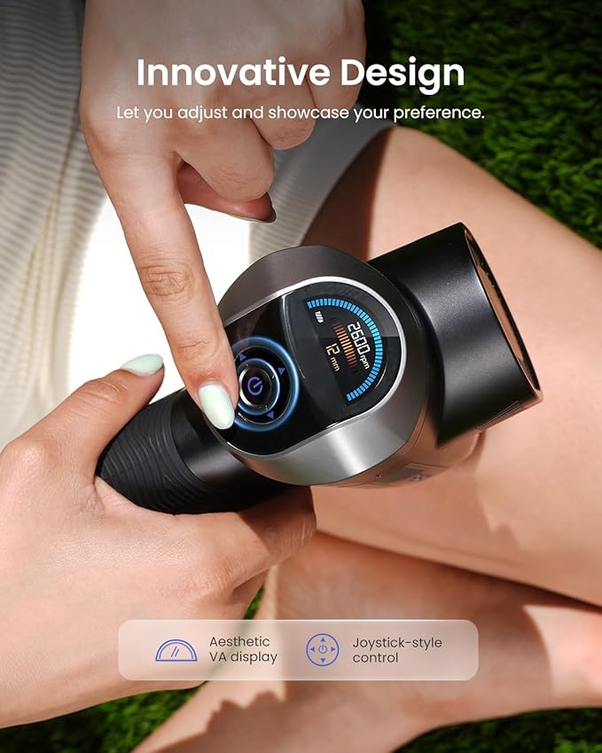 RENPHO Ascend Professional Massage Gun, Adjustable 6-12mm Amplitude for Customized Intensity, Deep Tissue Percussion Massager with 5 Speeds, 5 Attachments, Travel Case, FSA Eligible HSA