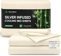Silver Infused Bed Sheets Set, Temperature-Regulating Fabric with Self-Cleaning Technology for 3X Freshness Sleep, Genuine Organic Viscose Derived from Bamboo (OffWhite, CA King)