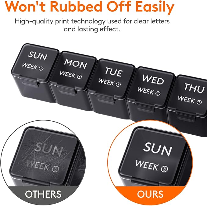 Lifewit Monthly Pill Organizer, 28 Day Pill Box, 4 Weeks One Month Vitamin Cases, Large Compartments Medicine Organizer for Fish Oils, Supplements, 56 Grids, Black