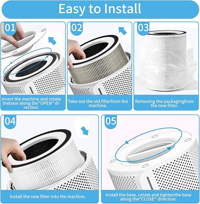 True HEPA KILO Filter 360°3 Stage Replacement Filters Compatible for Afloia KILO/KILO Pro/MIRO/MIRO Pro air purifier, H13 True HEPA filter, 2 PACK