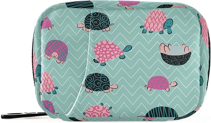 Naanle Swirl Cartoon Turtle Pill Box 7 Day Pill Case Travel Pill Organizer Bag with Zipper Portable Weekly Case Compact Size for Vitamin Supplement Holder Home