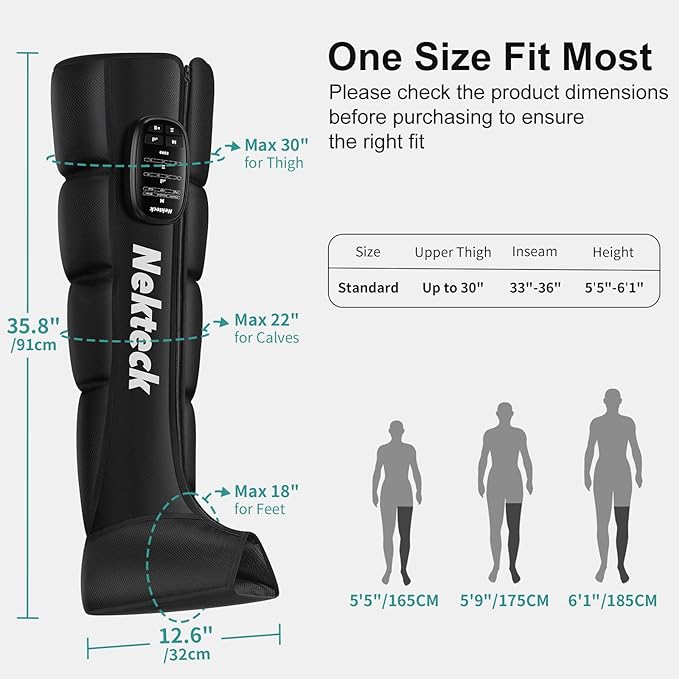 Nekteck Leg Compression Massager Recovery System, Cordless Foot and Leg Massager for Circulation and Pain Relief, Rechargeable Compression Boots with 6 Modes 4 Intensities, Legs Relaxation