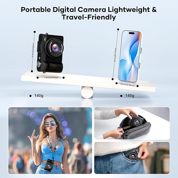 4K Digital Camera for Photography Auto-Focus, Compact 50MP Camera with 180° Flip Screen, 16X Digital Zoom, Camara Fotografica with 32GB Card – Great for Vlogging and Learning Photography