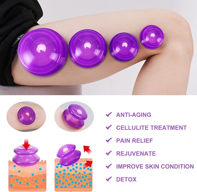 Silicone Cupping Therapy Set, Professional Studio and Home Cupping Set Massage Therapy Cups, Chinese Massage Cups for Cellulite Reduction Cupping Kit,Muscle and Joint Pain Myofascial Cupping Massager