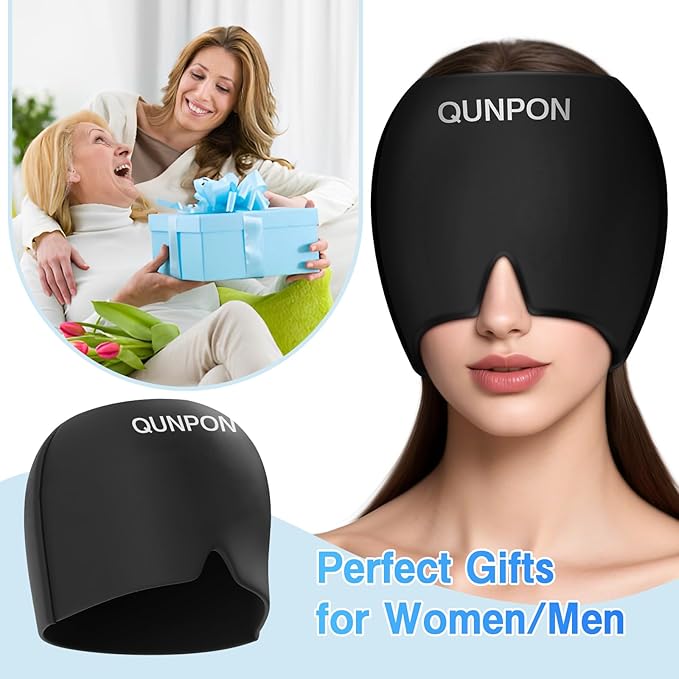 Valentines Day Migraine Relief Cap Gifts for Her Him,Headache Relief Cap Ice Pack Mask,Cold Eye Face Hat Cooling Gel Head Wrap for Tension,Stress,Hangover Gifts for Women Men Mom