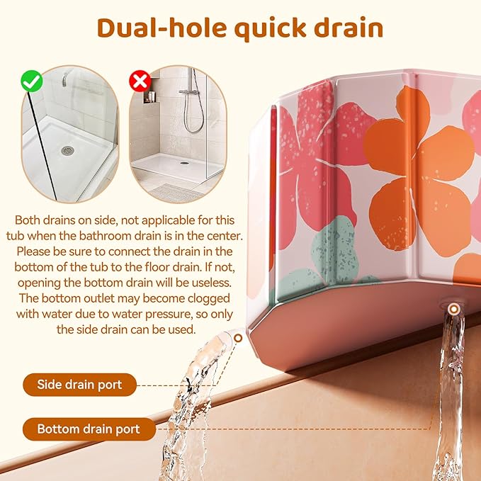 Portable Foldable Bathtub, Freestanding Bathtub No Installation, Bathroom SPA Soaking Bath Tub, Shower Stall Collapsible Hot & Ice Bath for Indoor Outdoor (Pink, 59"L x 21.6"W x 19.6"H)