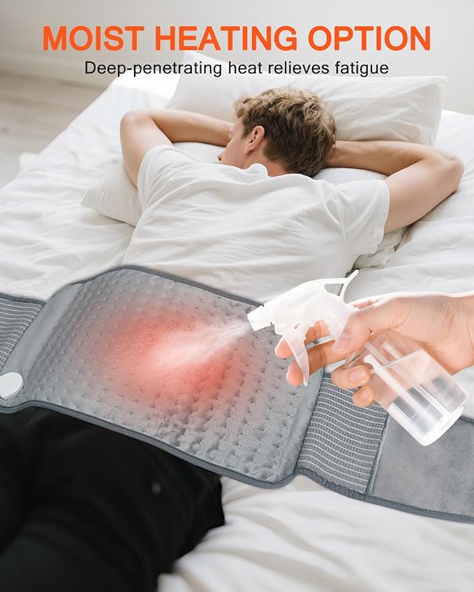 Heating Pad for Back Pain Relief, Extra-Large 12"x24"+26" Extendable Electric Heating Pad for Period Cramps with Belt, Auto Shut Off, Machine Washable, Portable Moist Heating Pad for Women & Men