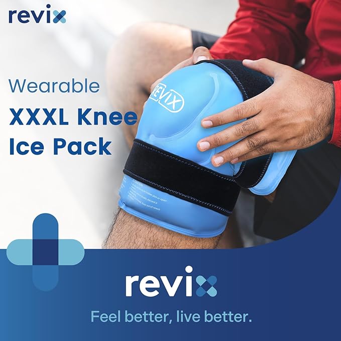 REVIX 20‘’ XXXL Knee Ice Pack Wrap Around Entire Knee, Extra Large Ice Pack for Leg Discomfort Reducing, Cold Compress Therapy, Reusable Ice Wraps for Back, Shoulder Relaxation, Post-Workout Recovery