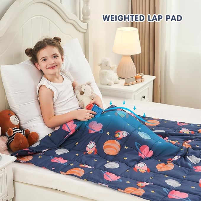yescool Plane Weighted Blanket 5 Pounds Cooling Weighted Lap Blanket, Space Heavy Blankets, Breathable Weighted Throw Blanket Gifts for 40-60lbs, 36"x48"