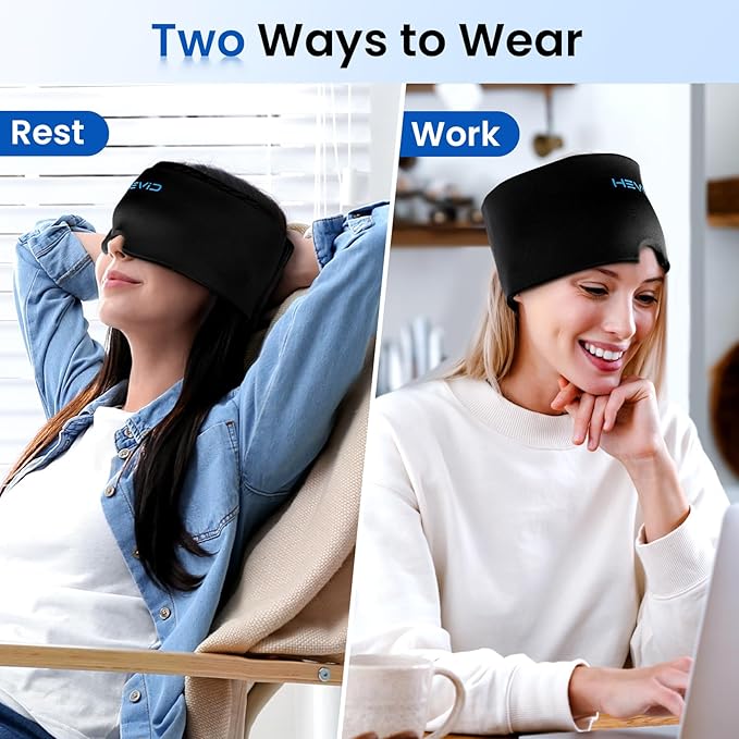 Migraine Headache Relief Cap,Odorless Migraine Ice Head Wrap with 20% More Gel,Hot & Cold Therapy, Instant Migraine Relief Cap,Headache Cap Ice Pack Sleeping Eye Mask Tension&Stress Relief