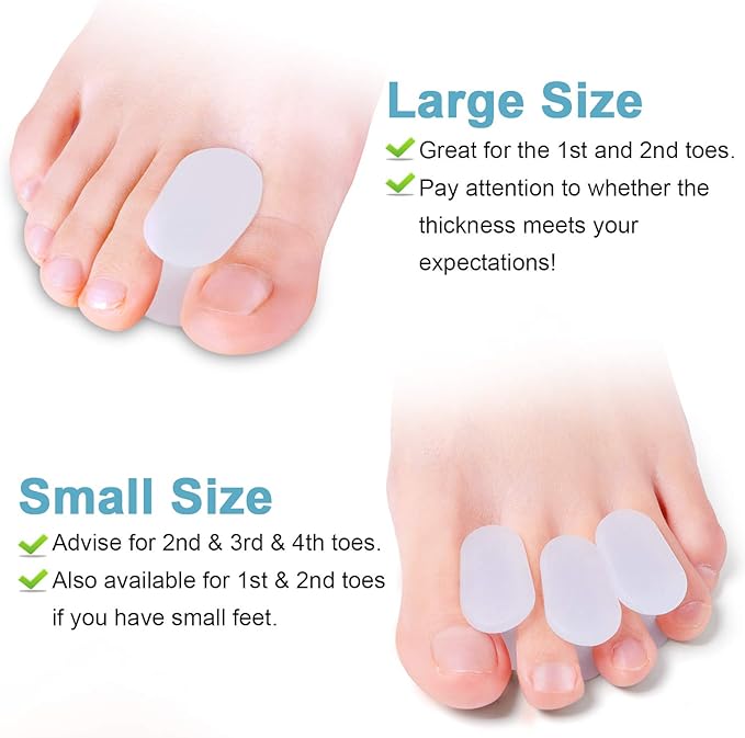 Povihome 10 Pack Toe Spacers Separators, Bunion Corrector Gel Orthotics (1/2'' Thick) for Bunion, Overlapping Toes - L Size