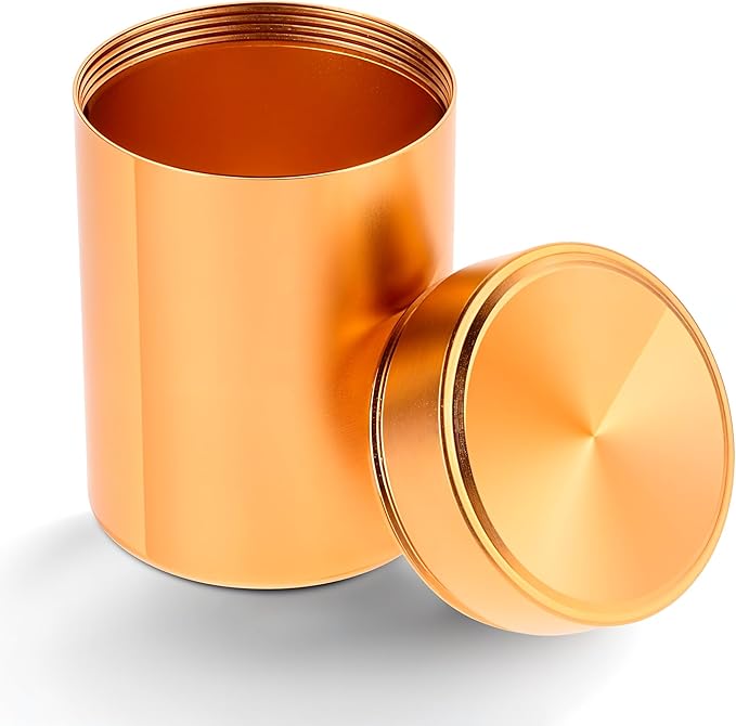 Portable Metal Small Pill Case, Round Aluminium Alloy Pill Holder Pocket Small Pill Box Waterproof Medicine Organizer Bottle Container for Travel Outdoor Vitamin Fish Oils(Gold)