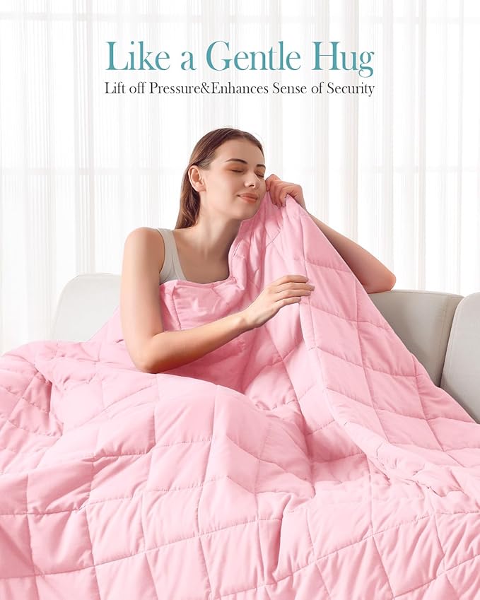 Topblan Weighted Blanket for Adults 12lbs, Soft Cooling Breathable Weighted Throw for Sleeping, Machine Washable Heavy Blanket with Glass Beads for Summer, Sofa Bed, 48"x72" Twin Size