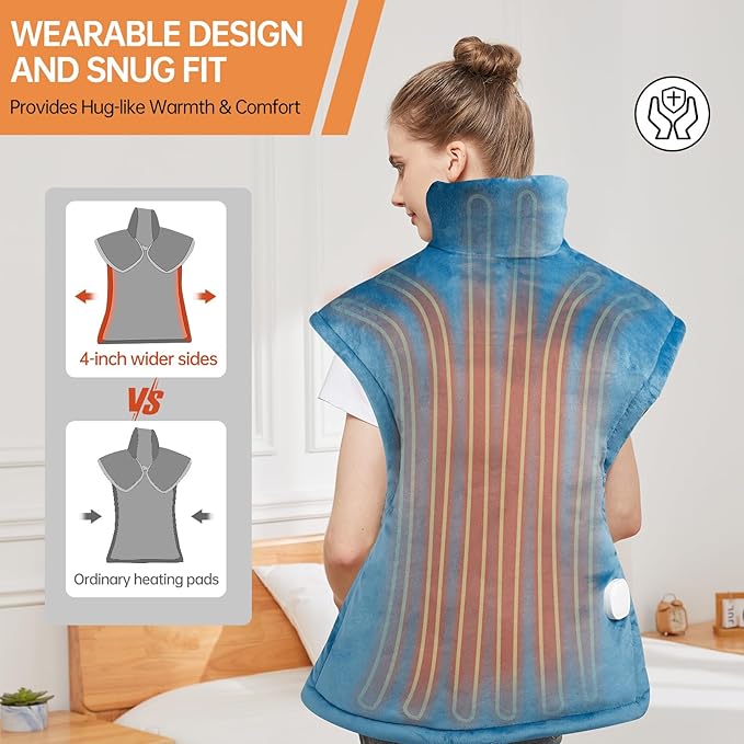 Electric Heating Pad for Back, Neck & Shoulders – 25"x37" Large Weighted Heating Pad for Full Body Pain Relief & Muscle Relaxation – 5 Temps, 4 Timers, Auto Shut-Off – Gifts for Women, Men, Mom & Dad