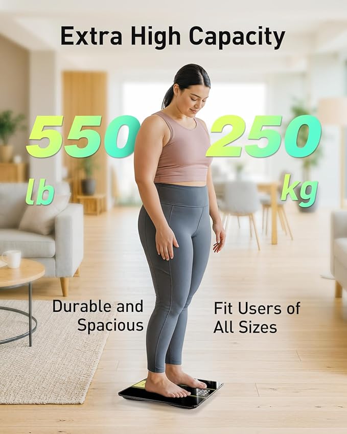 RunStar Scale for Body Weight 550lbs, 13-Inch Digital Bathroom Scale with Baby & Pet Mode, Extra-Large Bright LED Display, 8mm Tempered Glass for Accurate and Durable