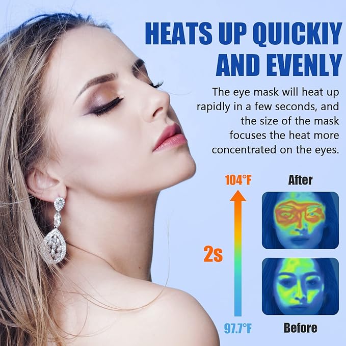 Heated Eye Mask, Dry Eye Mask Heat Eye Compress with Flaxseed, Warm Eye Compress Heating Pad with Temperature Timer Control for Sleep, Blepharitis, Dark Circles, MGD, Puffy Eyes