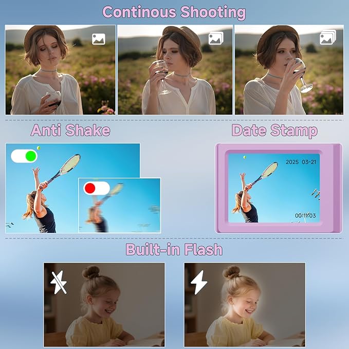 Digital Camera, 56MP 2.7K Dual-Screen Selfie Camera with 16X Zoom, 20 Filters & Anti-Shake, Portable Point and Shoot Digital Cameras with 32GB Card, Compact Travel Cameras for Beginners Teens Kids